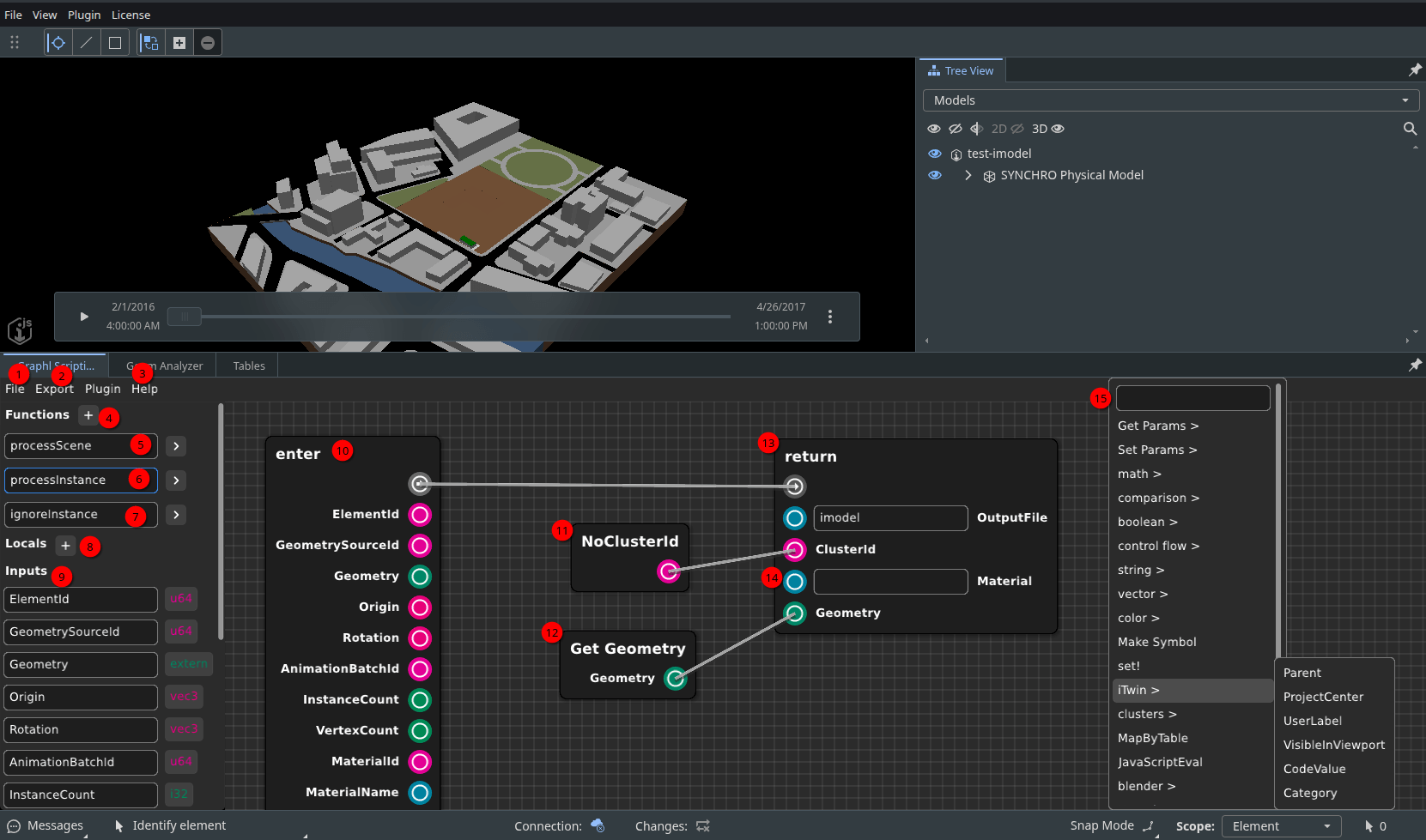 The graphl scripting interface in Twin Sync Studio